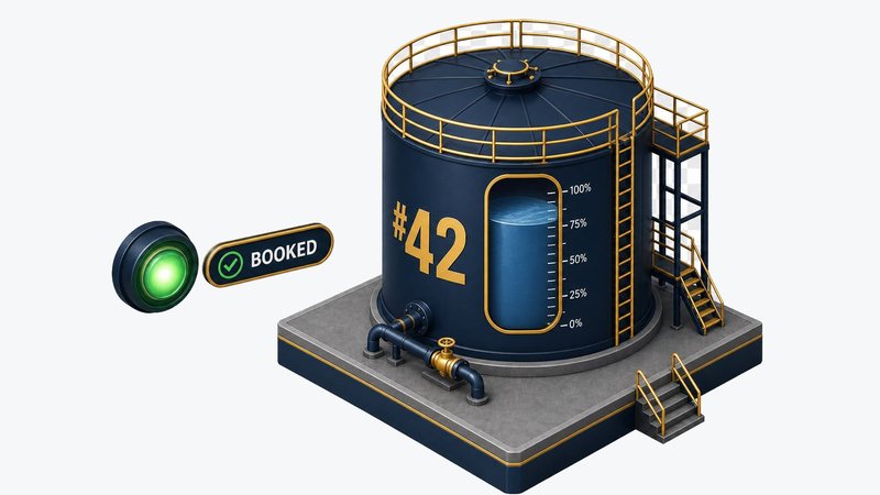 Illustration of tank 42 with a green booked light