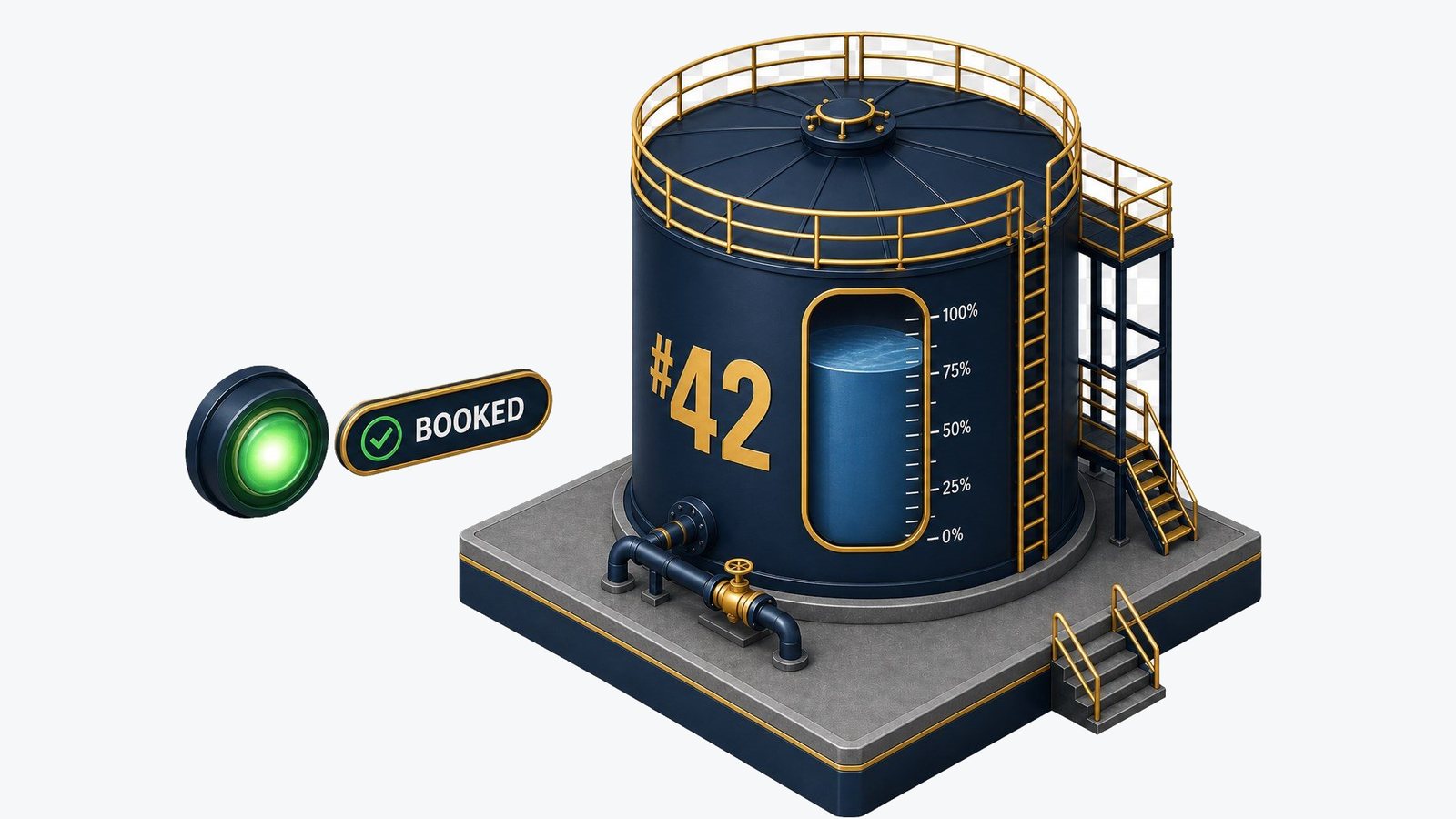 Illustration of tank 42 with a green booked light